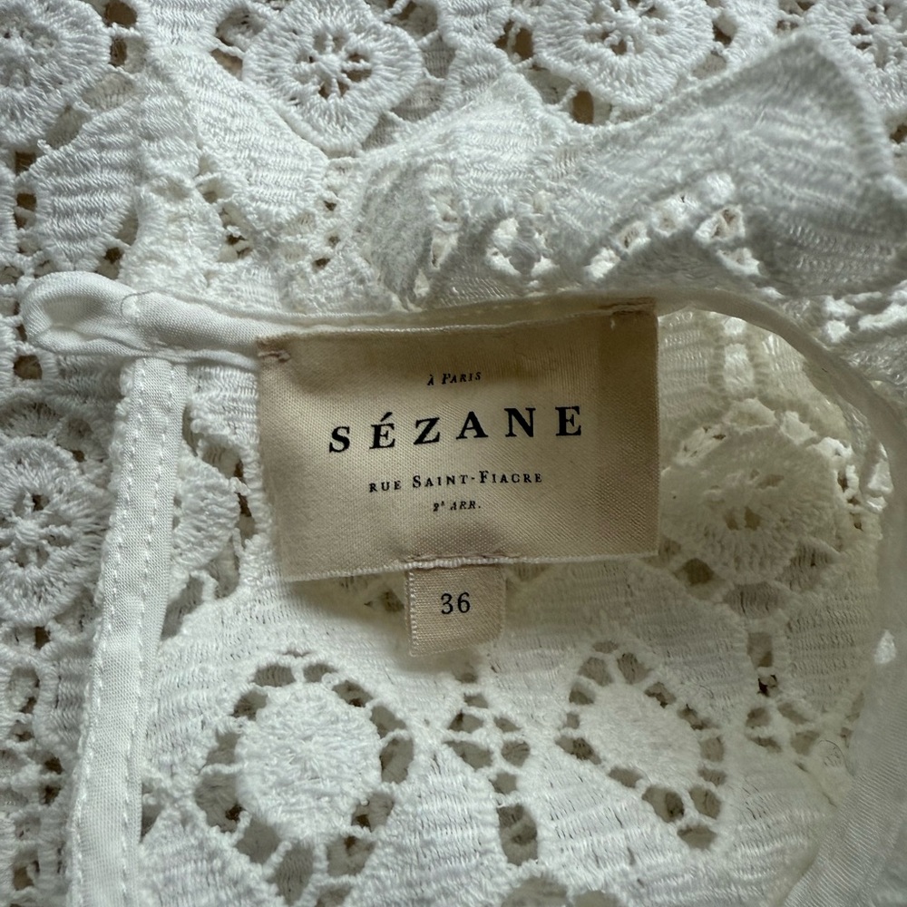 Sezane Eglantine Guipure Ecru Lace Blouse NWOT 4 - Picture 5 of 6